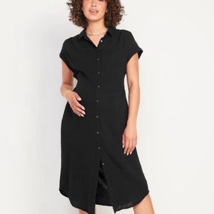 Old Navy Maternity Tie-Belt Button-Front Midi Dress